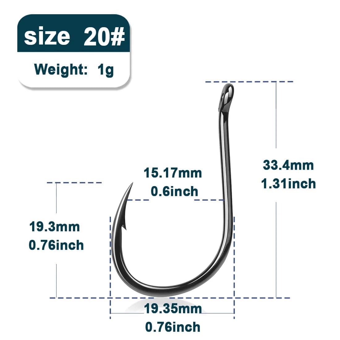 Hameçons J à œillet cerclé pour poulpe, 50 pcs