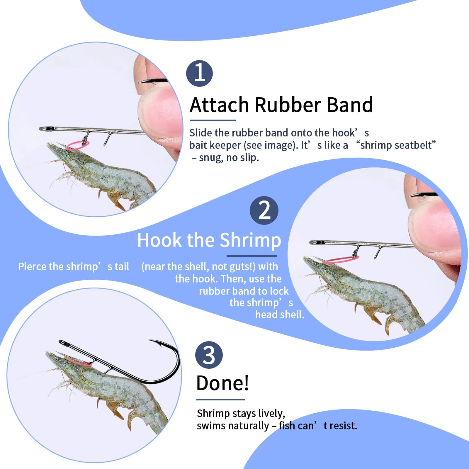 Hameçons porte-appâts pour crevettes vivantes (25-200 pcs)