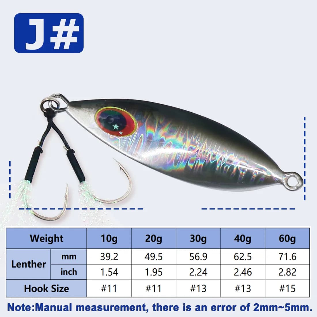 Cuillères jigging eau salée, 5-20g