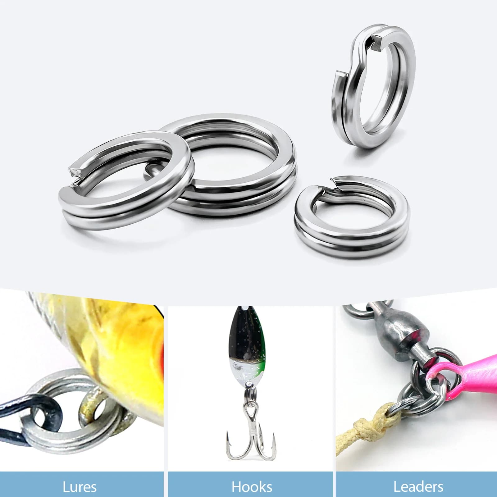 Anneaux brisés en inox 304, 50 pièces