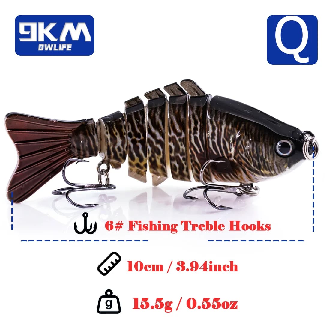 Leurre Swimbait articulatif à immersion lente 10cm