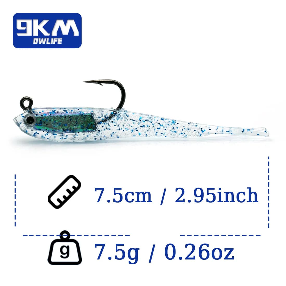 Leurres souples swimbait avec tête plombée, lot de 5