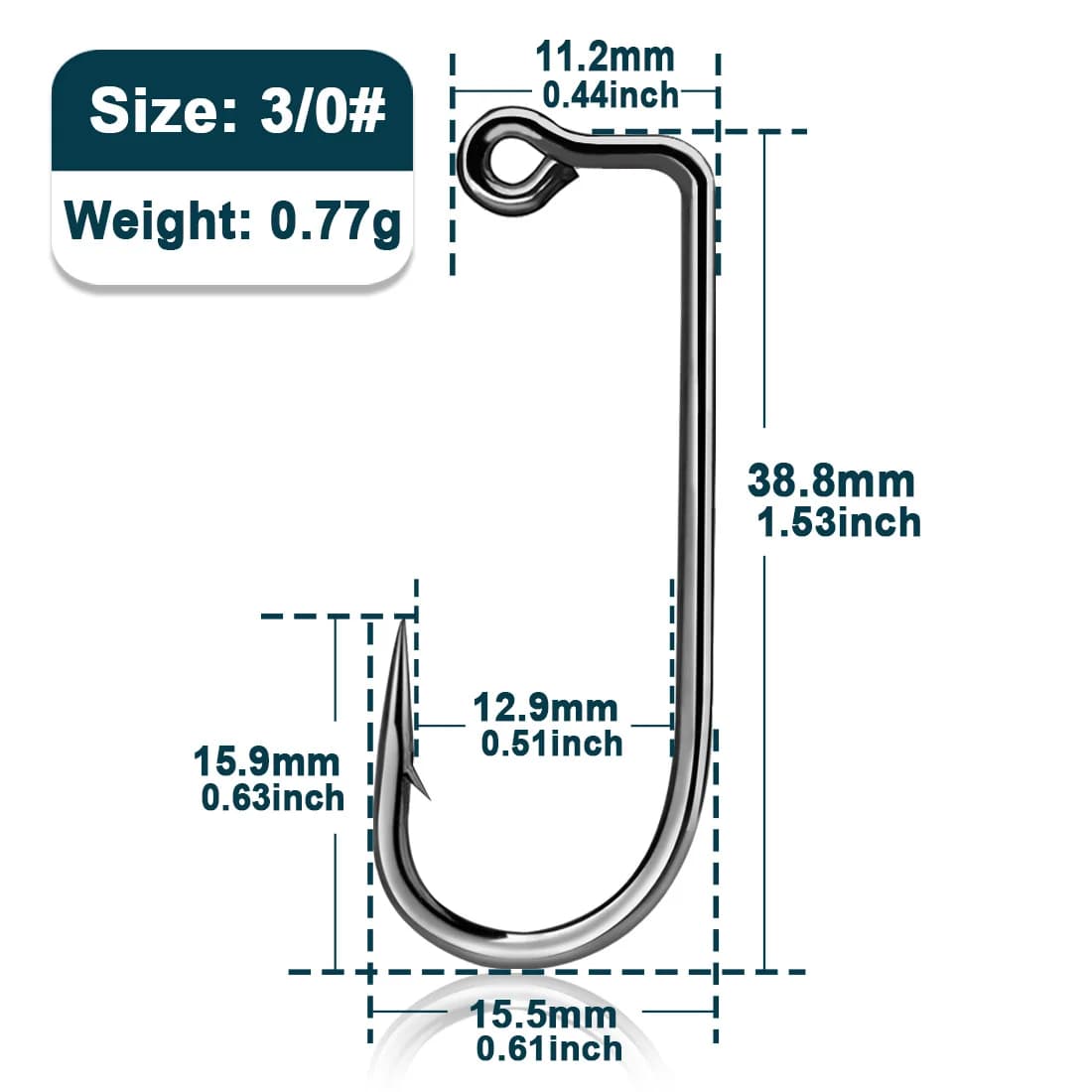 Hameçons Jig à Barbillon 90 Degrés, 50 Pcs