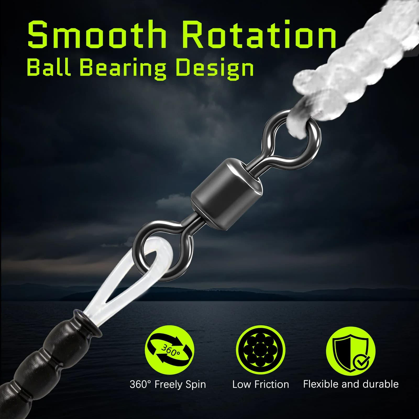 Set de bas de ligne en fluorocarbone avec émerillons à agrafe rotative