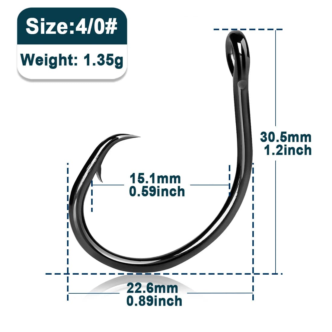 Hameçons Circle 5X Solides, 25-50 Pcs