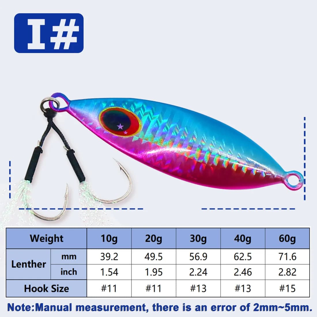 Cuillères jigging eau salée, 5-20g