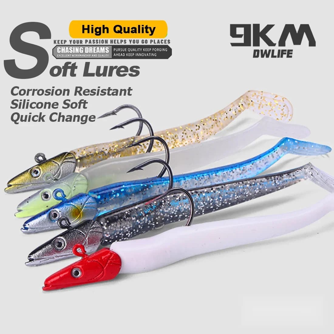 Leurre souple Swimbait avec tête plombée et hameçon, 1-5 pièces, 12,5 cm